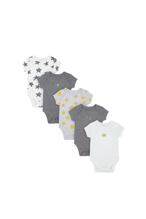 Mothercare Stars & Spots Short Sleeve Bodysuits - 5 Pack