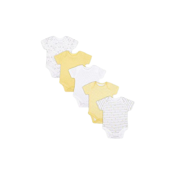 Mothercare Girls Floral Short Sleeve Baby Bodysuits - 5 Pack