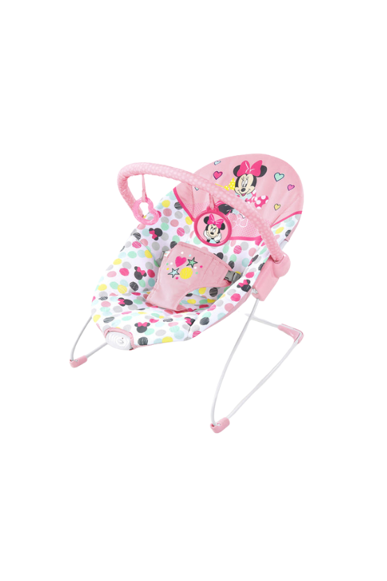 Bright Starts Disney Baby Minnie Mouse Vibrating Baby Bouncer, Spotty Dotty