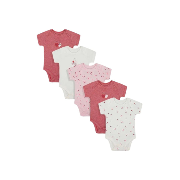 Mothercare Cherry Short Sleeve Bodysuits - 5 Pack