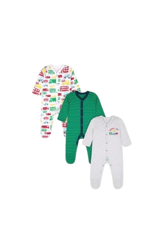 Mothercare Boy Let's Go Sleepsuit - Pack Of 3