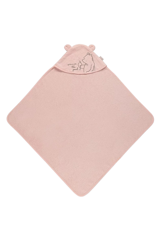 George Uk Disney Winnie The Pooh Pink Hooded Towel 100% Cotton 75x75cm