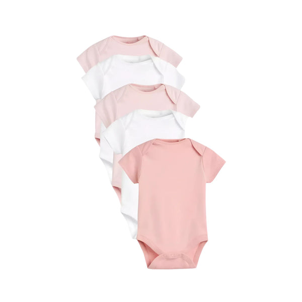 Next Uk 5 Pack Short Sleeve Bodysuit Pink