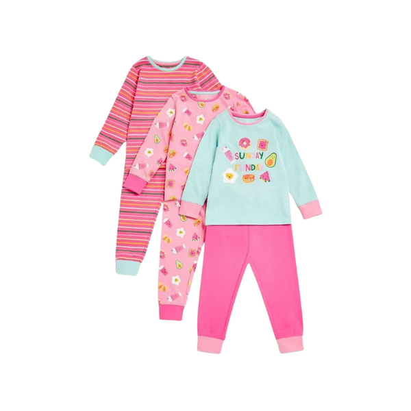 Mothercare Sunday Funday Long Sleeve Pyjama 3 Pack