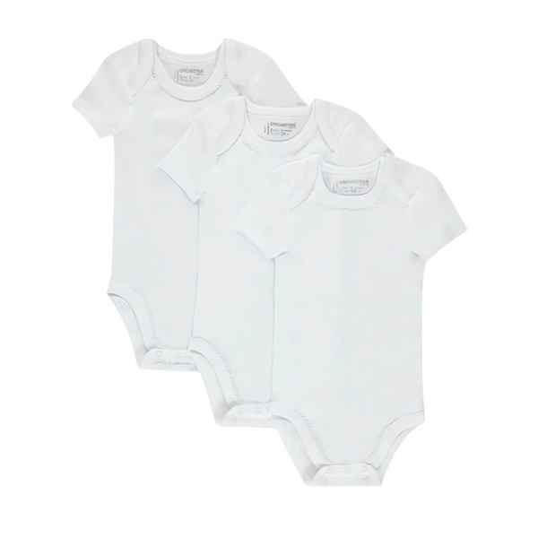 Orchestra 3 Pack Girl White Short Sleeve Bodysuits