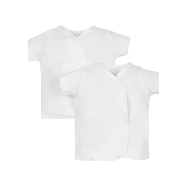 Mothercare My First White Short Sleeve Wrap Vests 2 Pack