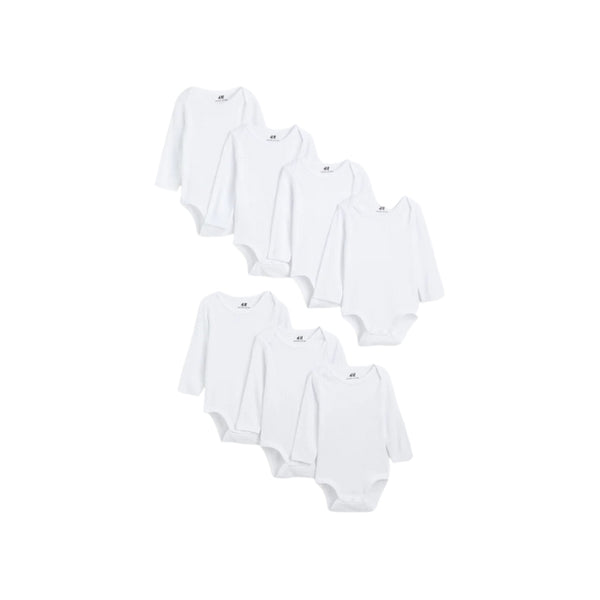 H&M 7 Pack White Long Sleeve Bodysuit 100% Cotton