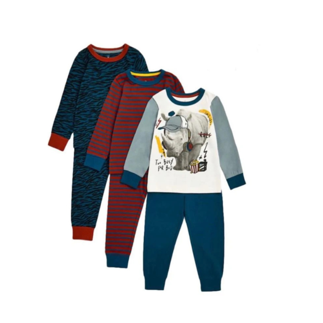 Mothercare Boys Too Busy For Bed Pyjamas - 3 Pack