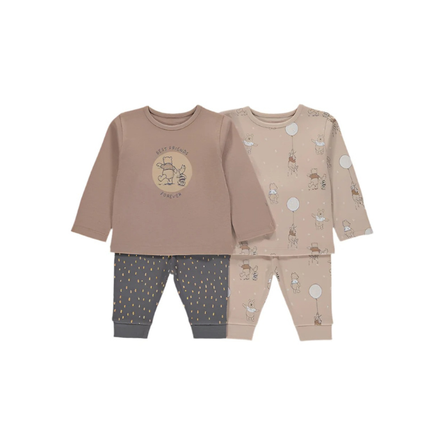 George Disney Winnie The Pooh Long Sleeve Pyjamas 2 Pack