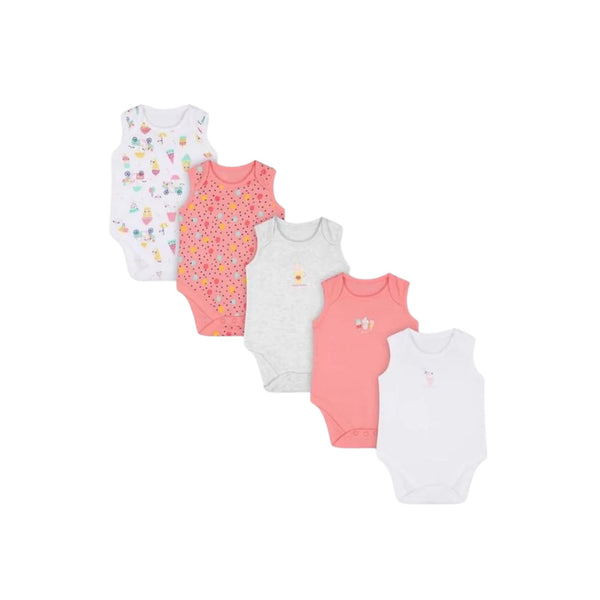 Mothercare Girls Fruit Sleeveless Bodysuits 5-packs