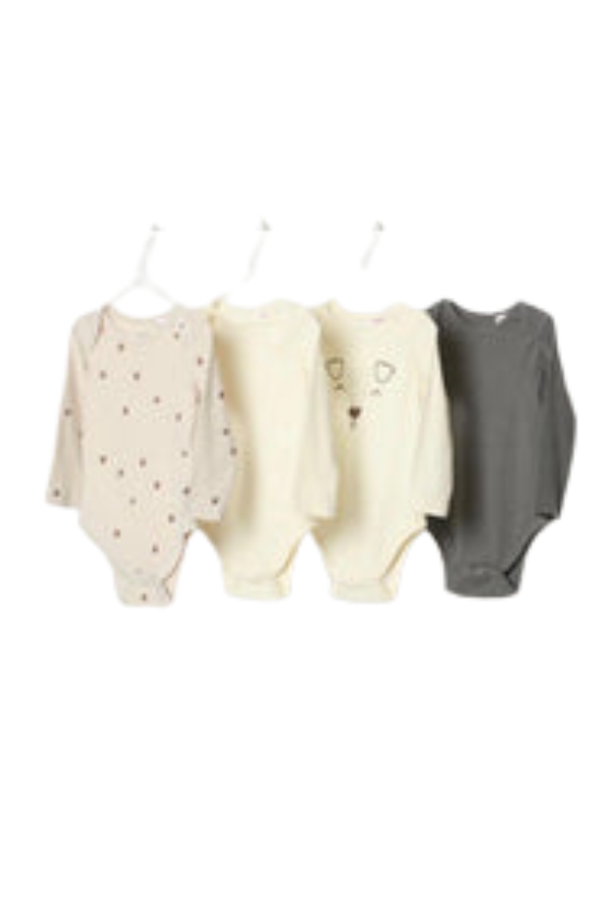 Lefties Spain Cotton Boy Long Sleeve Bodysuit 4 Pack