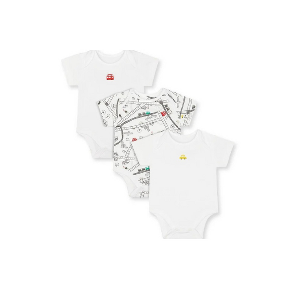 Mothercare Baby Boys Little City Short Sleeve Bodysuits - 3 Pack