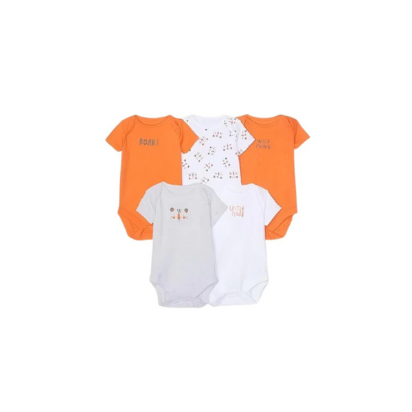 Mothercare Tiger Roar Short Sleeve Bodysuits 5-packs