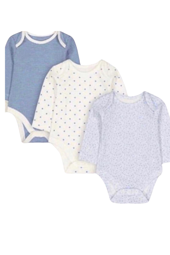 Mothercare Long Sleeve Bodysuit Pale Blue