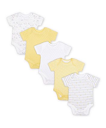 Mothercare Girls Floral Short Sleeve Baby Bodysuits - 5 Pack