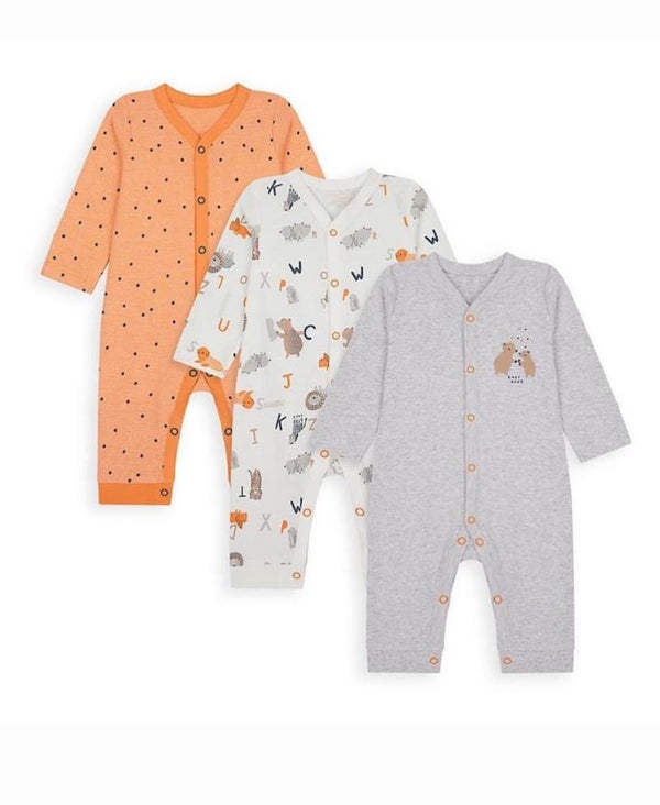 Mothercare Animal Alphabet Footless Sleepsuits - 3 Pack