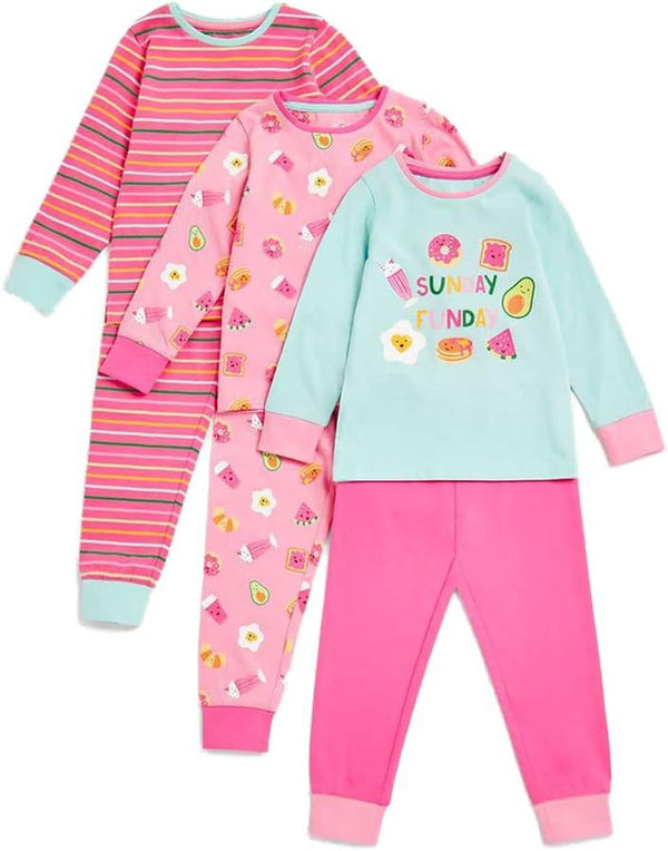 Mothercare Sunday Funday Long Sleeve Pyjama 3 Pack