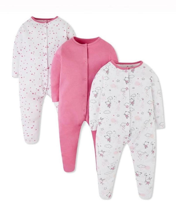 Mothercare Dark Soft Full Sleeves Sleepsuits - Pack of 3