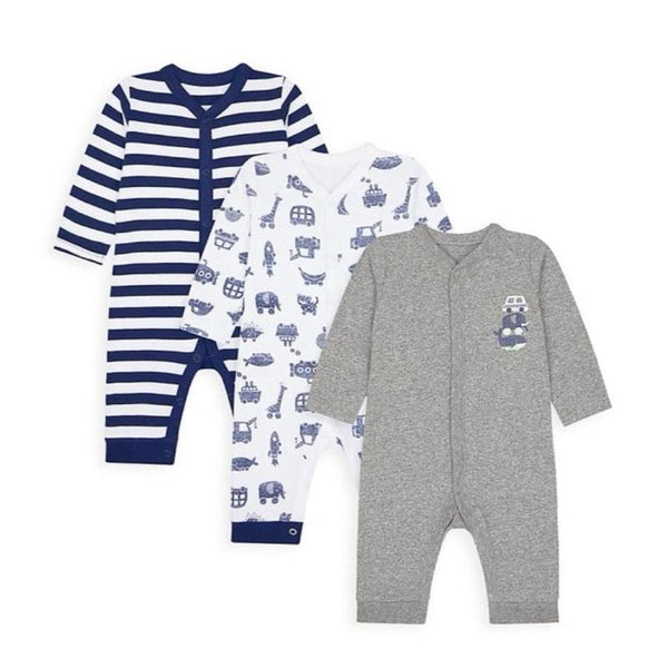 Mothercare Boys Cars Footless Sleepsuit - Pack Of 3