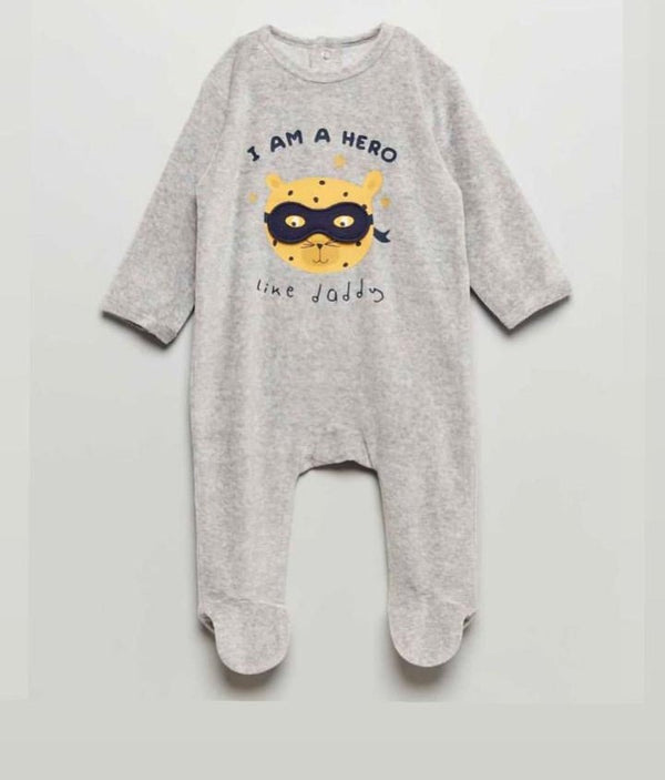 Grey Hero Sleepsuit Velour