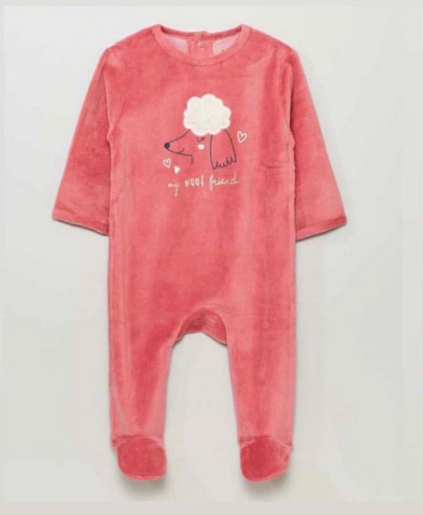 Pink Dog Sleepsuit Velour