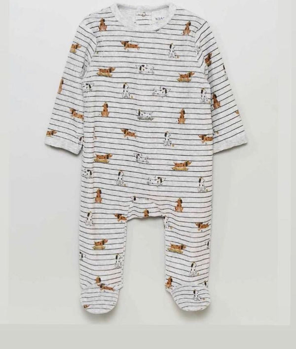 Grey Dog Sleepsuit Velour