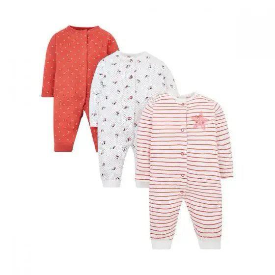 Mothercare Girls Seaside Footless Sleepsuits - 3 Pack