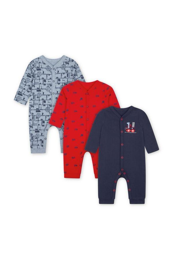 Mothercare Boys Road trip Footless Sleepsuit - Pack Of 3