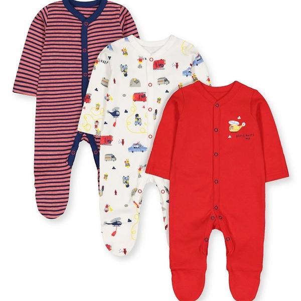 Mothercare Boys Rescue Sleepsuits - 3 Pack