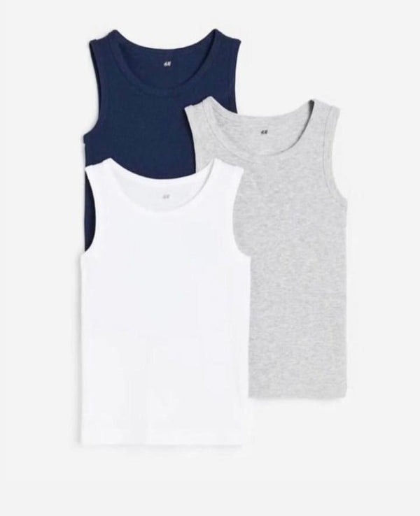 Grey White Sleeveless T-Shirt