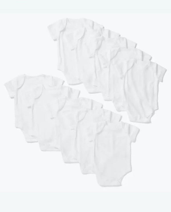 Matalan Uk White Short Sleeve Bodysuit - 10 Pack