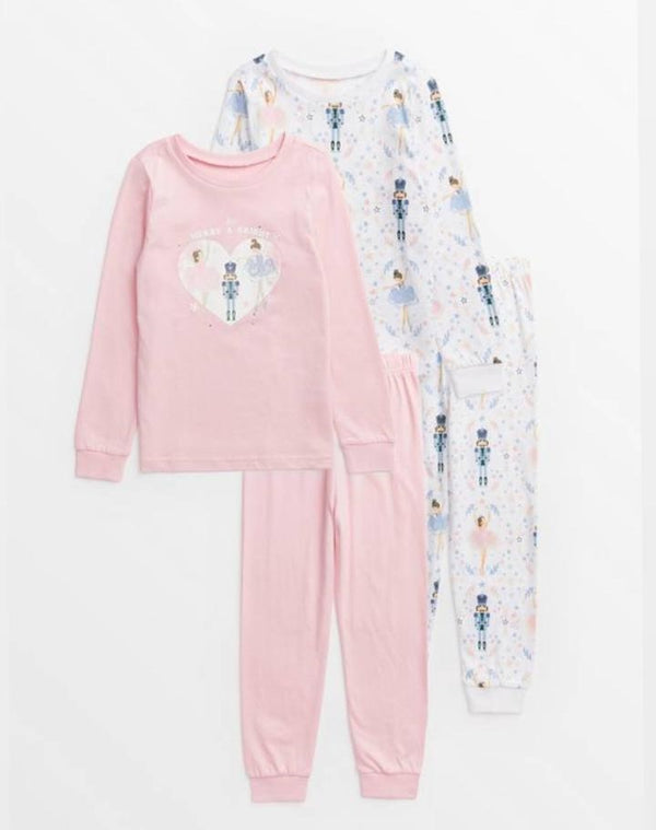 TU Girl 2 Pack Cotton Long Sleeve Pyjamas