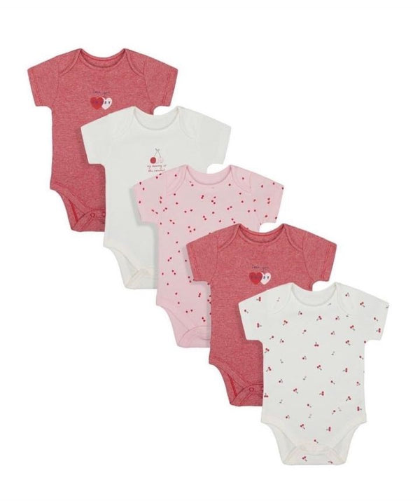 Mothercare Cherry Short Sleeve Bodysuits - 5 Pack