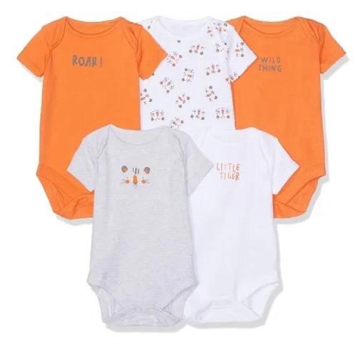 Mothercare Tiger Roar Short Sleeve Bodysuits 5-packs