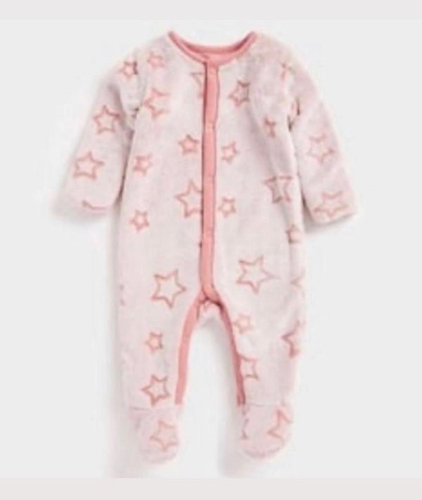 Mothercare Sleepsuit Velour Pink stars