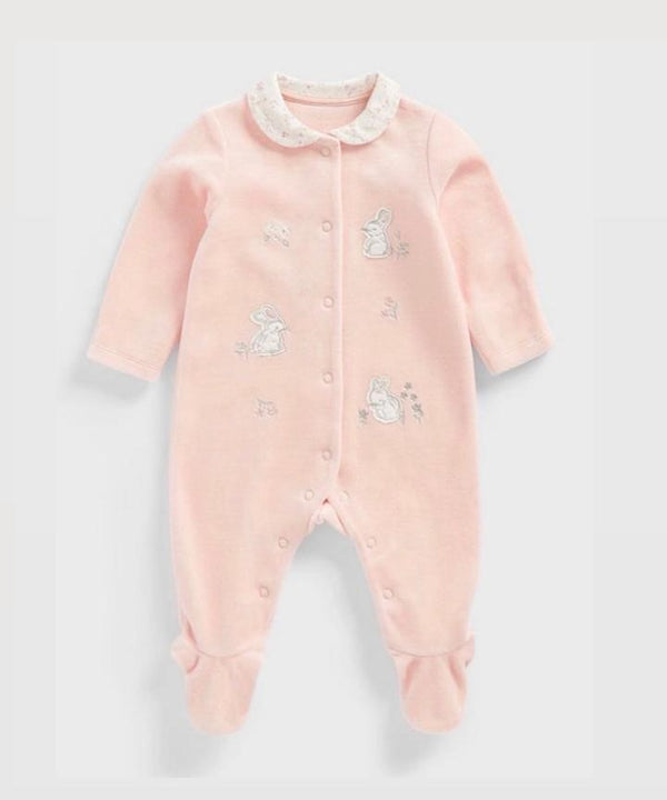 Mothercare Sleepsuit Velour Pink First Girl