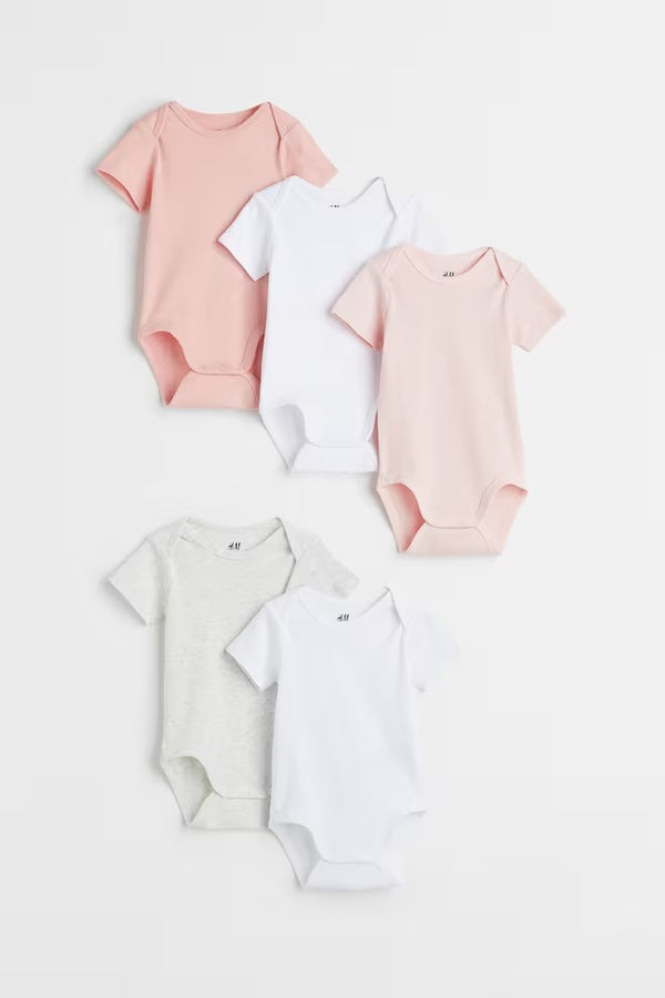 H&M  Pink, Grey& Pink Short Sleeve Bodysuit