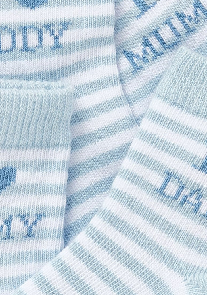 Mothercare Light Blue Stripped White 2 Pack Boys Socks 