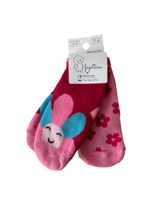 Ovs Fagottino Flower Pink 2 Pack Non Slip Socks