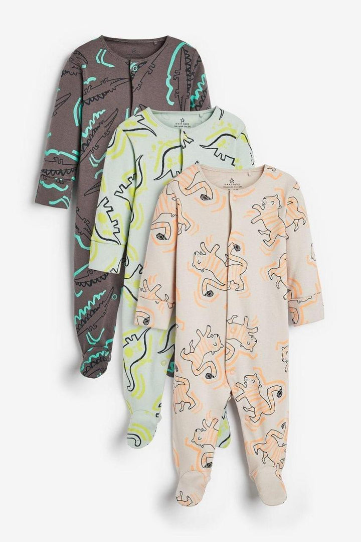 Next 3 pack Dino Boy Long Sleeve Sleepsuit 