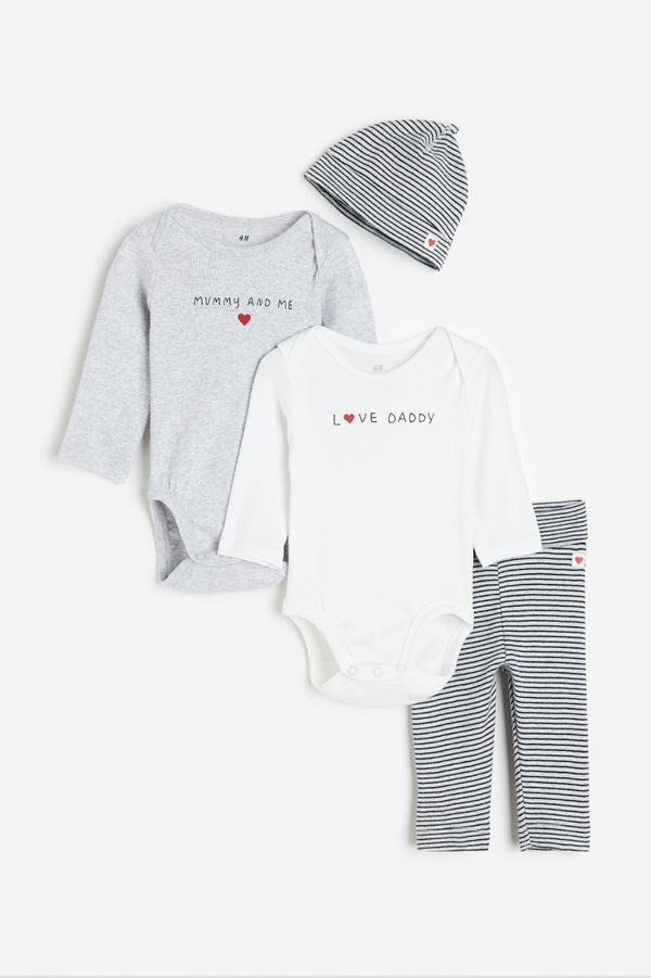 H&M  Love Daddy Long Sleeve Bodysuit 4 Pieces