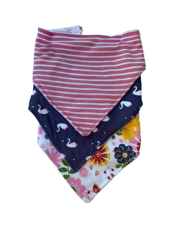 Junior 3 Pack Dribble Girls Bibs 100% Cotton