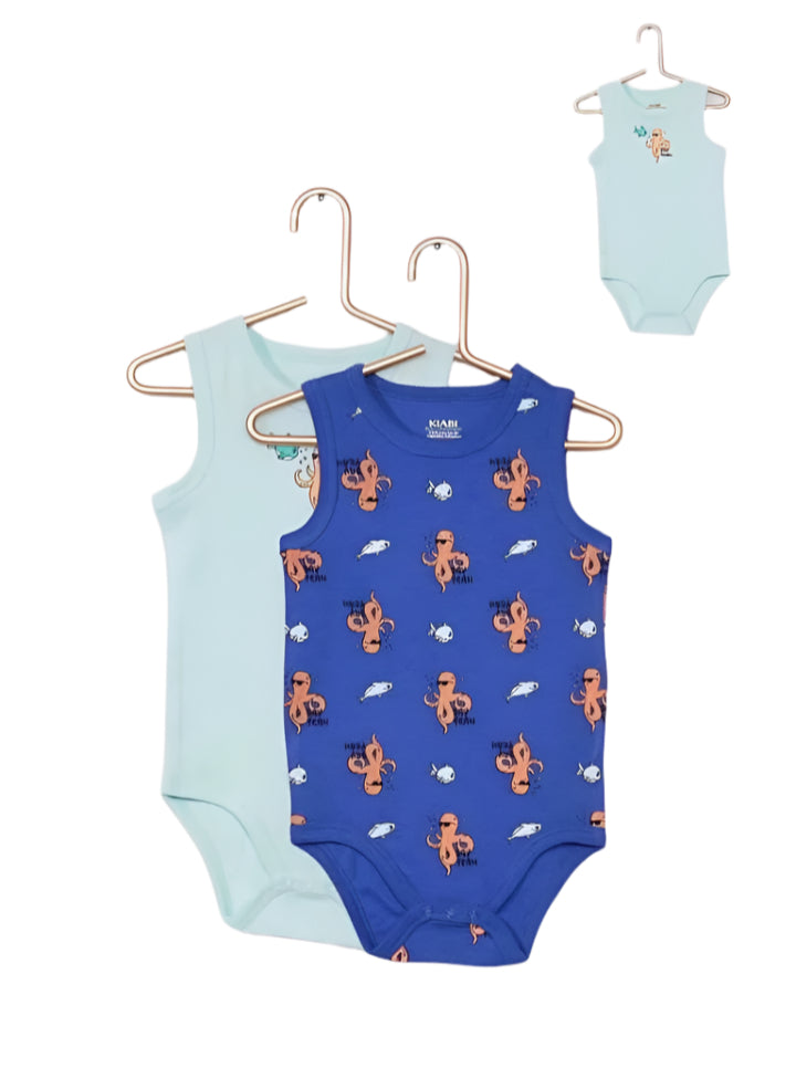 Kiabi France 2 Pack Boys Sleeve less Bodysuit (12 months 10kg / 73-76 cm )