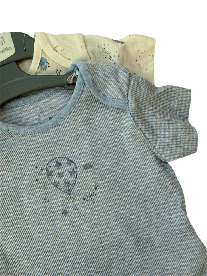 Mothercare 2 Pack Boys Short Sleeve Bodysuit (6-9 Months )