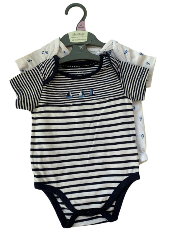 Mothercare 2 Pack Boys Short Sleeve Bodysuit (6-9 Months )