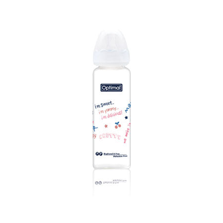 White Optimal Glass Feeding bottle 240 ML