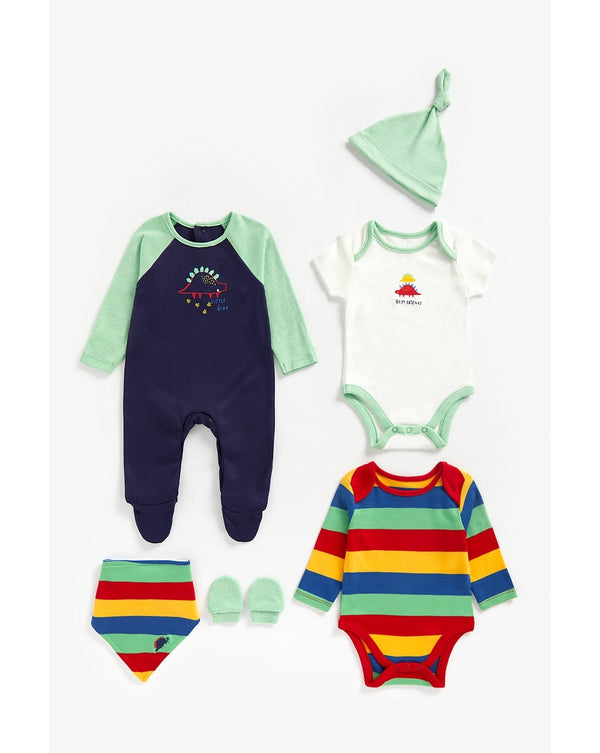 Mothercare Uk Boys 6 Piece Set Striped And Dino