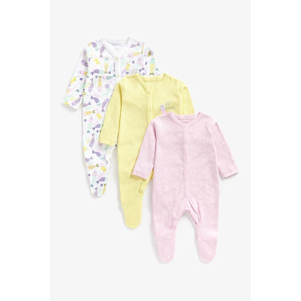 Mothercare Purmaid Full Sleeves Sleepsuits - Pack of 3