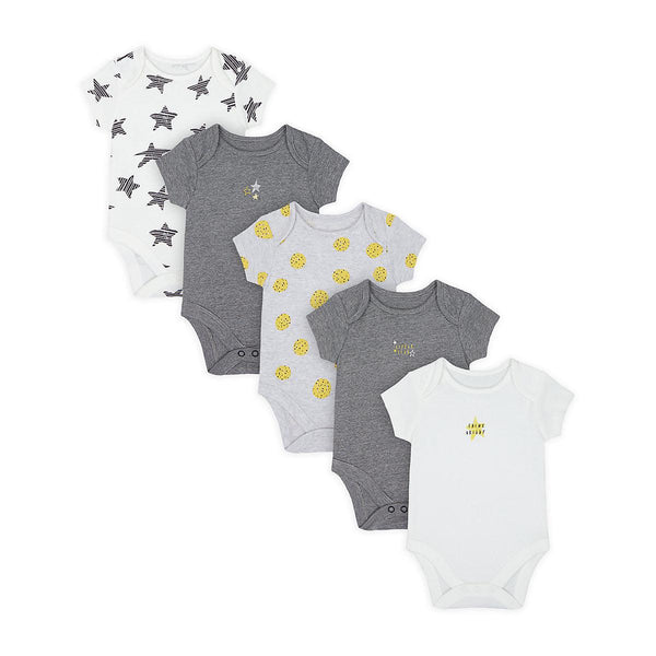 Mothercare Stars & Spots Short Sleeve Bodysuits - 5 Pack