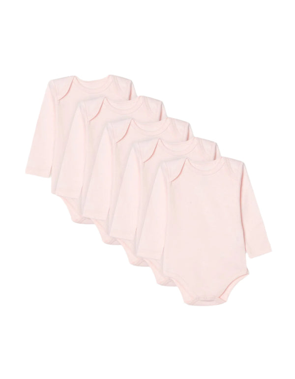 ZY Spain 5 Pack Long Sleeve Pink Bodysuit 100% Cotton